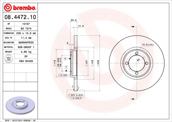 Disque de frein BREMBO 08.4472.10