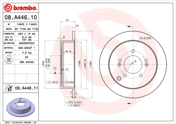 Disque de frein BREMBO 08.A446.11