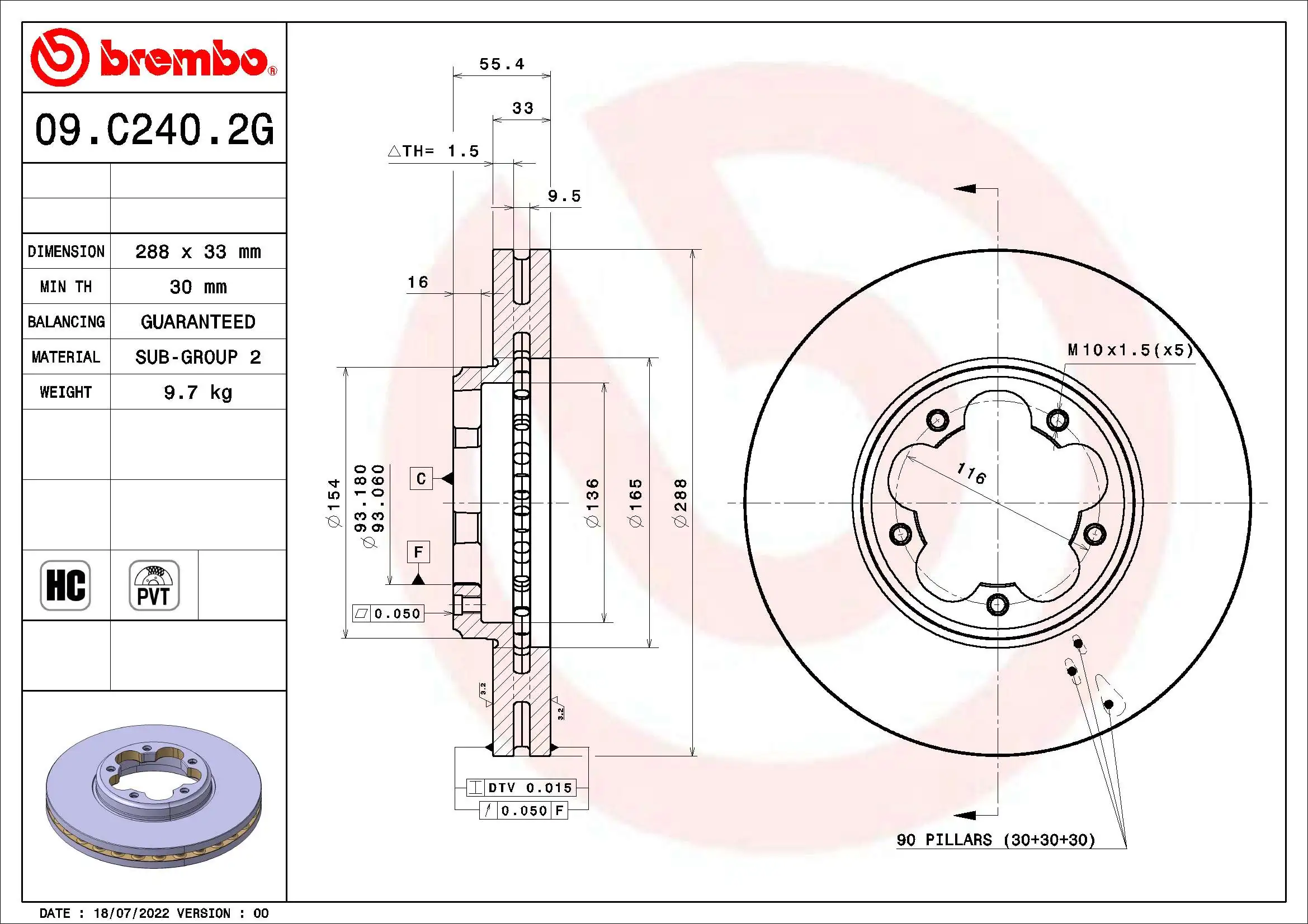 Kit de freins, frein à disques BREMBO KT 10 011