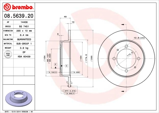 Disque de frein BREMBO 08.5639.20