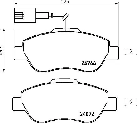 Kit de plaquettes de frein, frein à disque BREMBO P 24 150