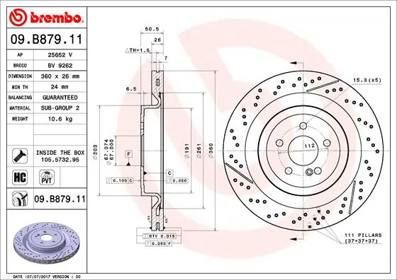 Disque de frein BREMBO 09.B879.11