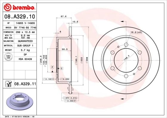 Disque de frein BREMBO 08.A329.11