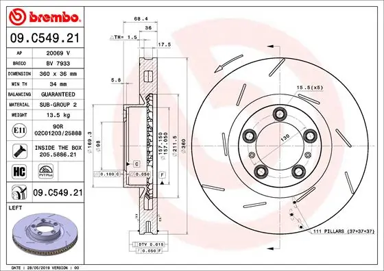 Disque de frein BREMBO 09.C549.21