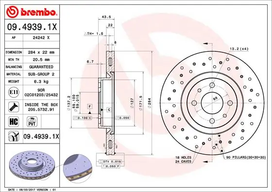 Disque de frein BREMBO 09.4939.1X