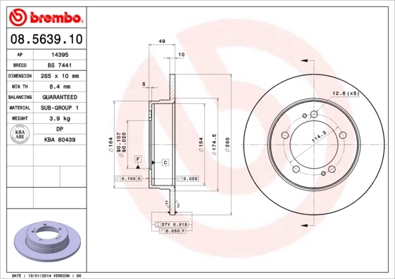Disque de frein BREMBO 08.5639.10