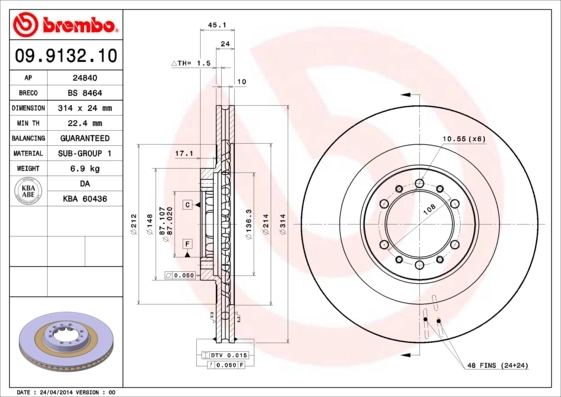 Disque de frein BREMBO 09.9132.10