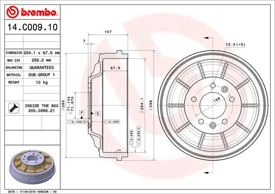 Tambour de frein BREMBO 14.C009.10