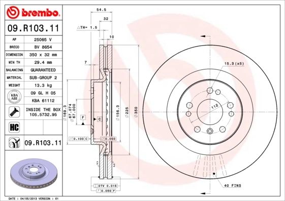 Disque de frein BREMBO 09.R103.11