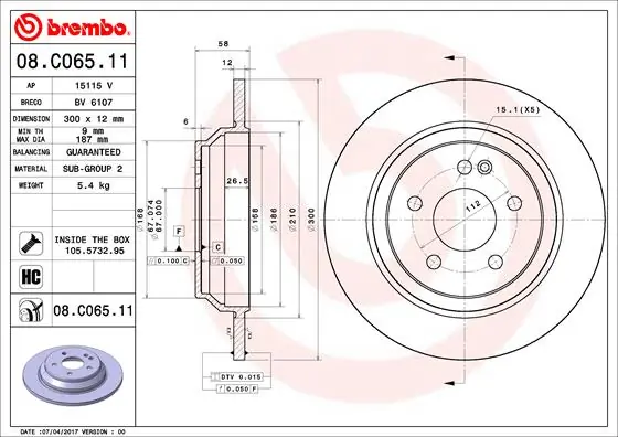 Disque de frein BREMBO 08.C065.11
