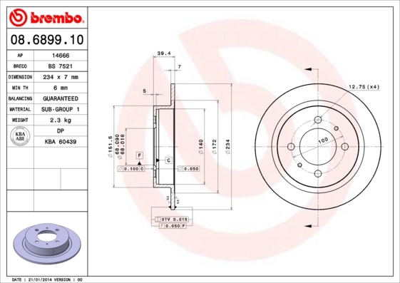Disque de frein BREMBO 08.6899.10