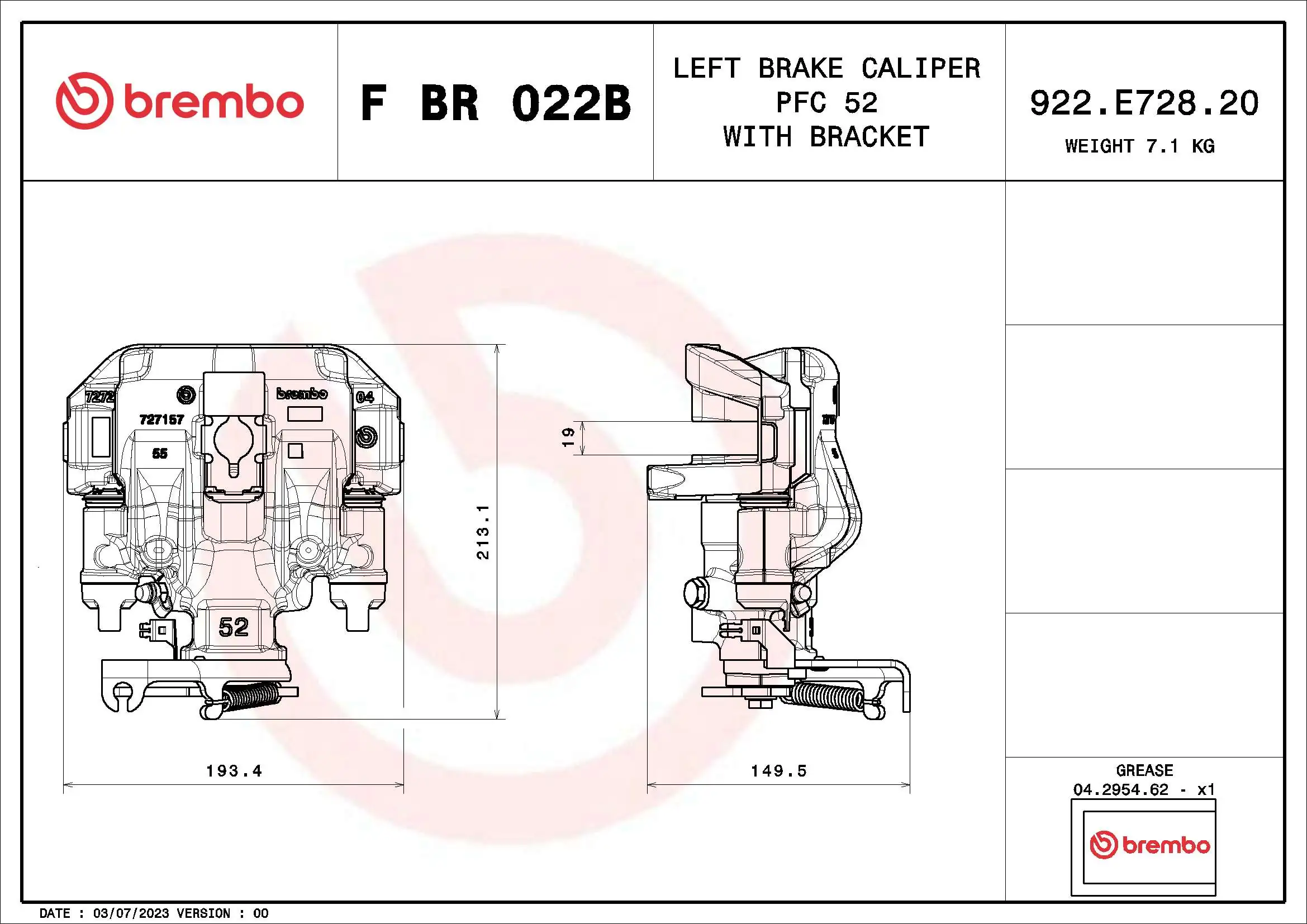 Étrier de frein BREMBO F BR 022B