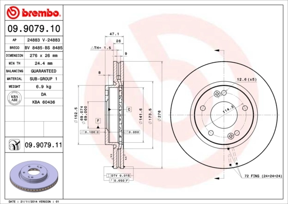 Disque de frein BREMBO 09.9079.11