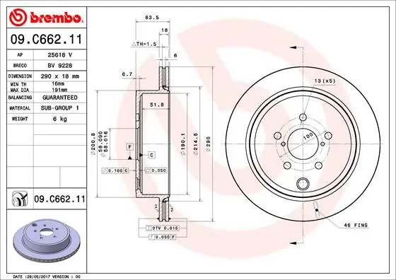 Disque de frein BREMBO 09.C662.11