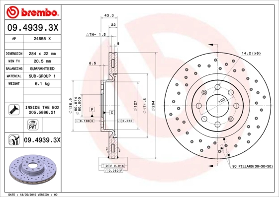 Disque de frein BREMBO 09.4939.3X