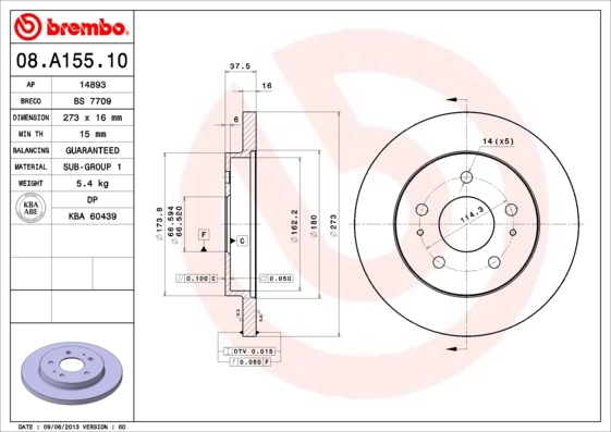 Disque de frein BREMBO 08.A155.10