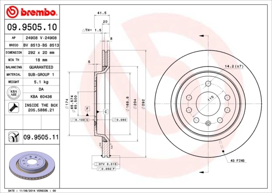 Disque de frein BREMBO 09.9505.11
