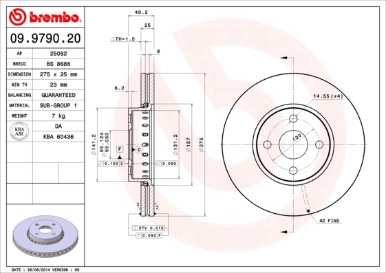 Disque de frein BREMBO 09.9790.20