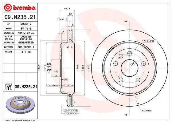 Disque de frein BREMBO 09.N235.21