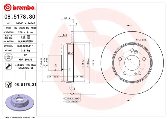 Disque de frein BREMBO 08.5178.31