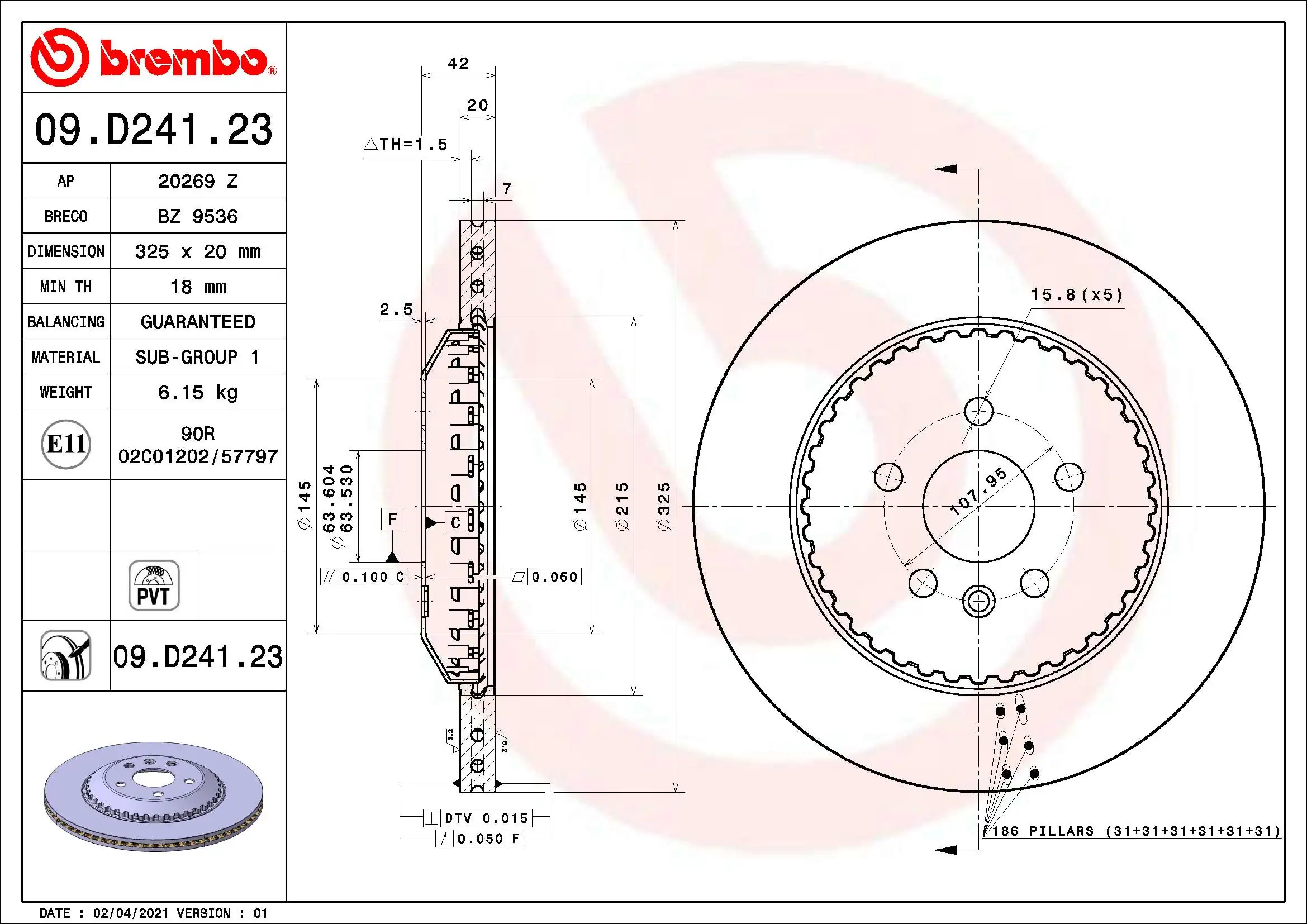 Disque de frein BREMBO 09.D241.23