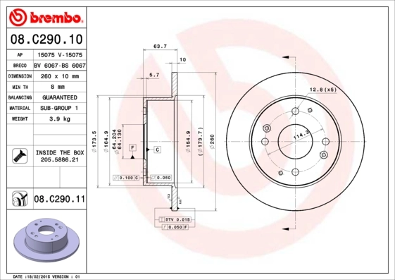 Disque de frein BREMBO 08.C290.11