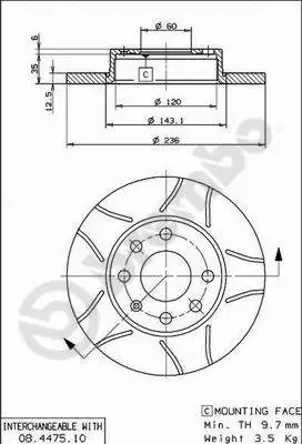 Disque de frein BREMBO 08.4475.75