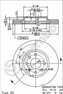Disque de frein BREMBO 09.8601.75