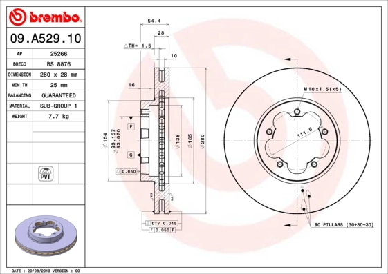 Disque de frein BREMBO 09.A529.10
