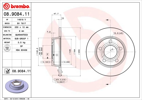 Disque de frein BREMBO 08.9084.11