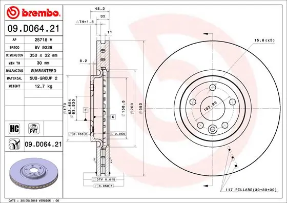 Disque de frein BREMBO 09.D064.21