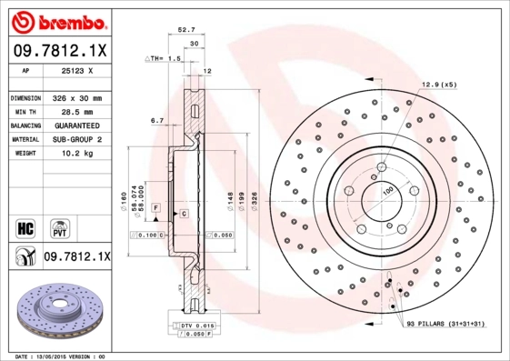Disque de frein BREMBO 09.7812.1X