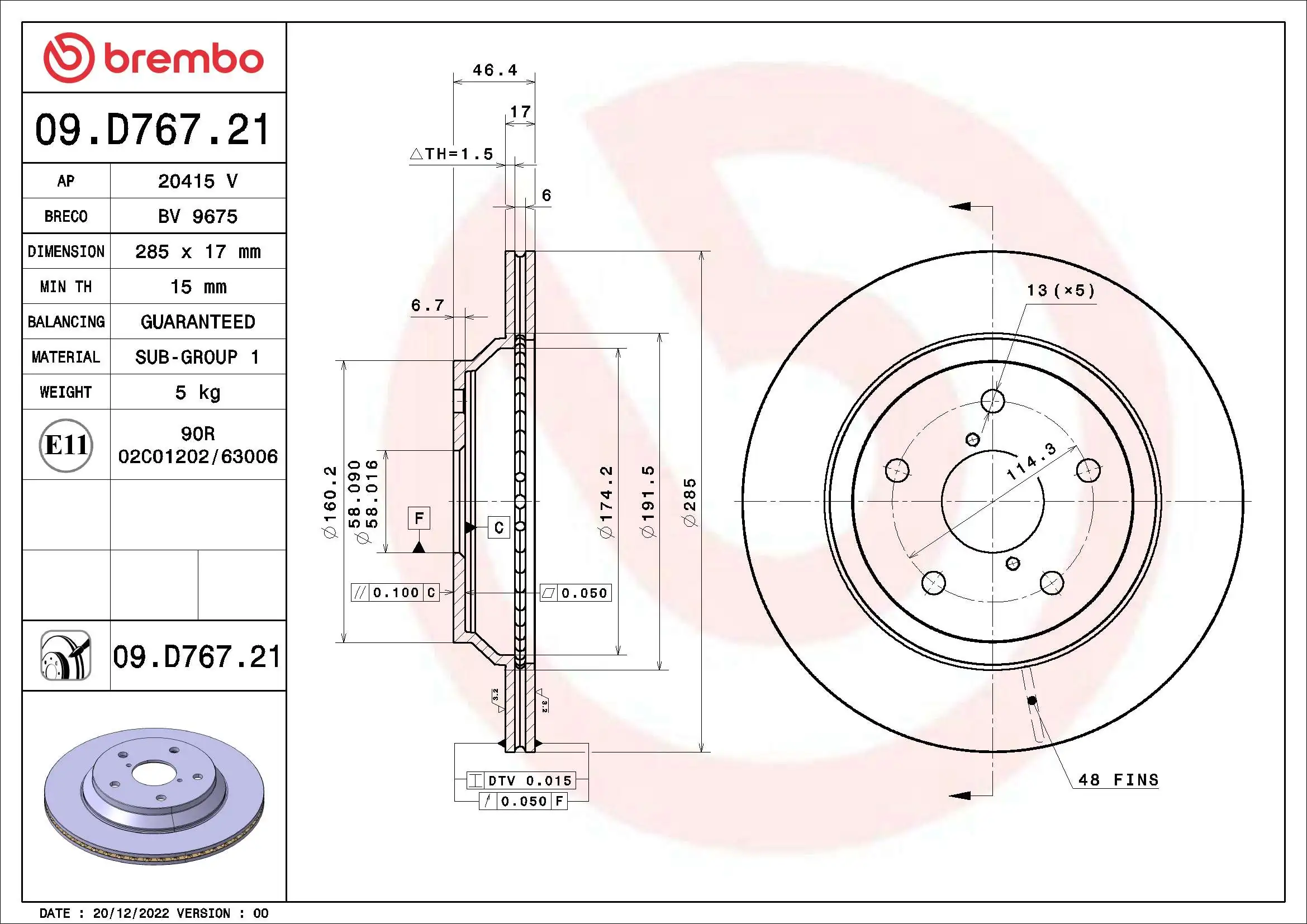 Disque de frein BREMBO 09.D767.21