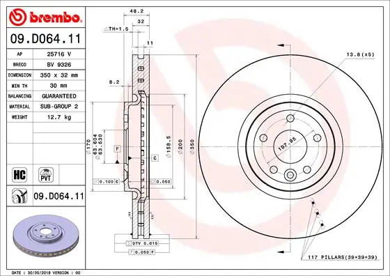 Disque de frein BREMBO 09.D064.11