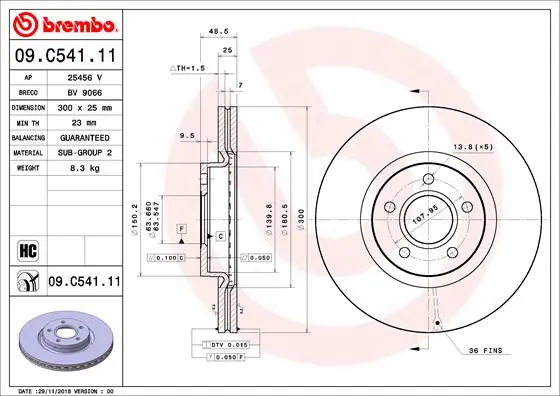 Disque de frein BREMBO 09.C541.11