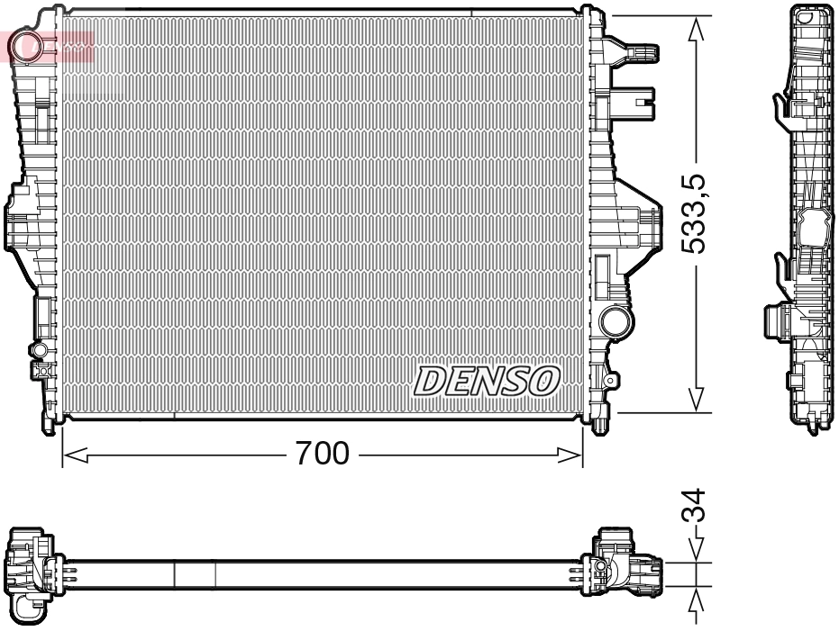 Radiateur, refroidissement du moteur DENSO DRM32050