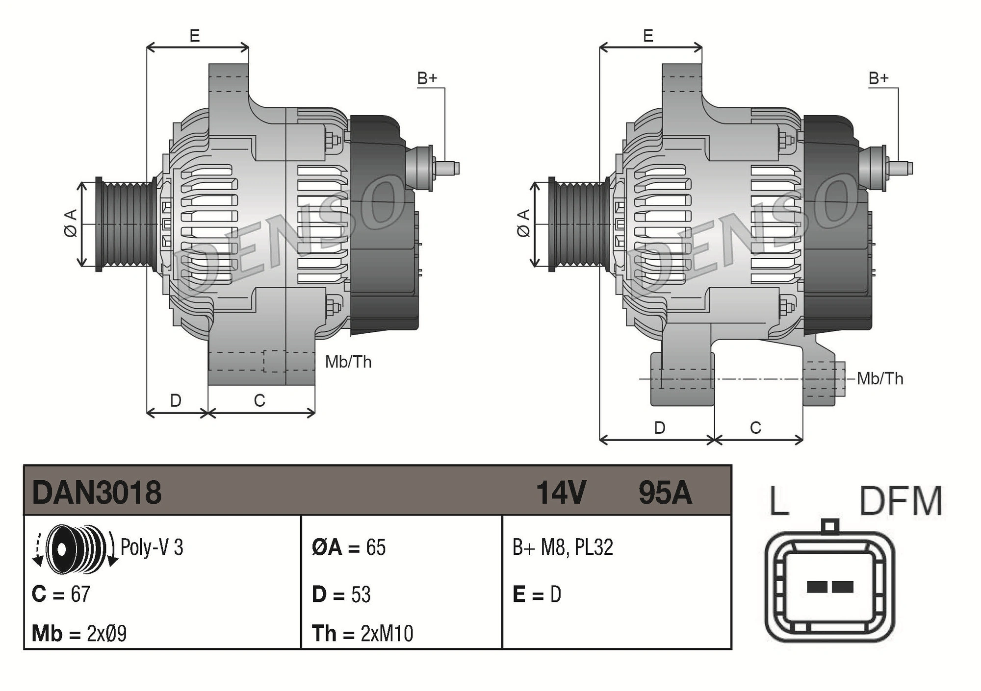 Alternateur DENSO DAN3018