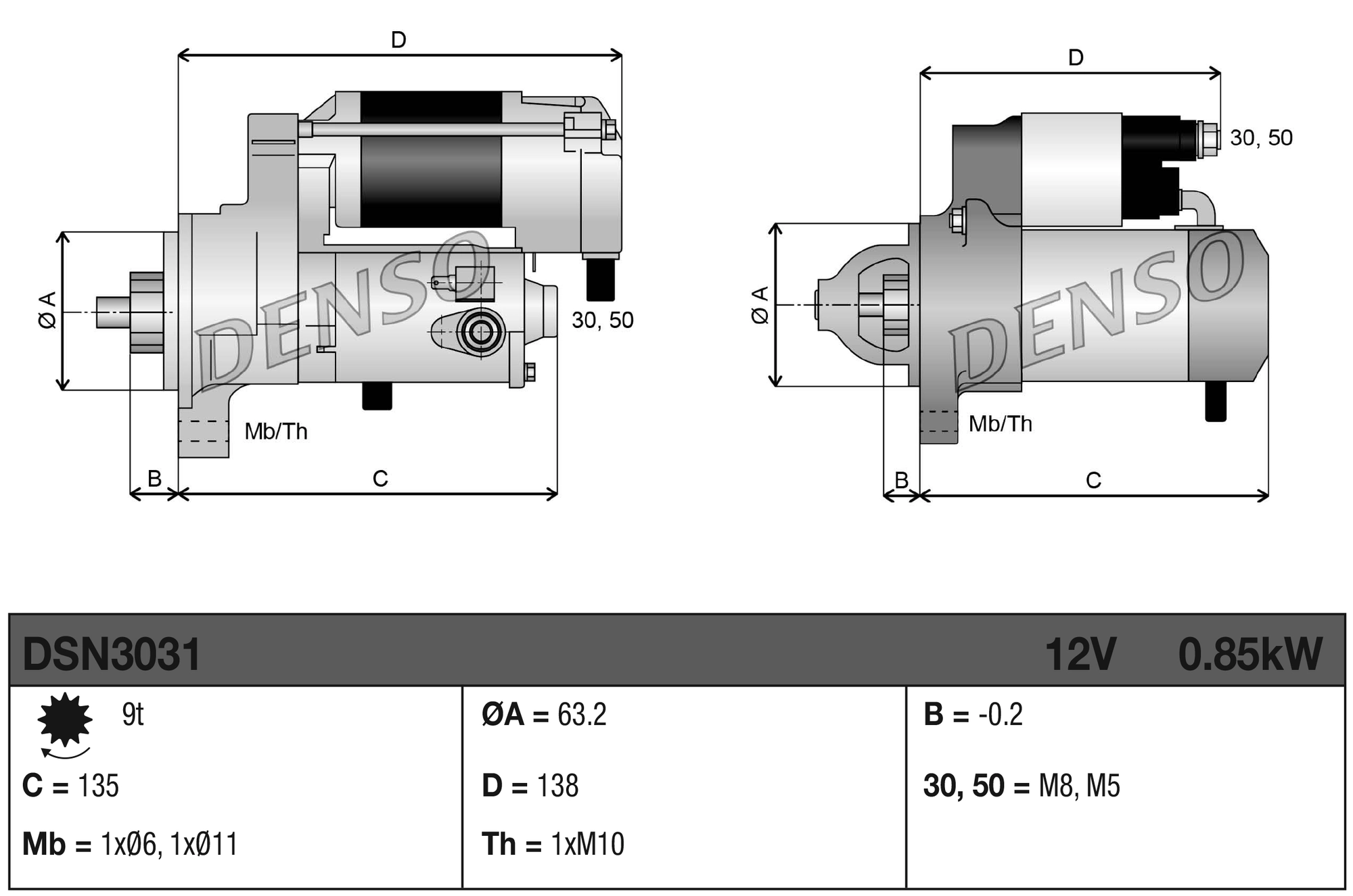 Démarreur DENSO DSN3031