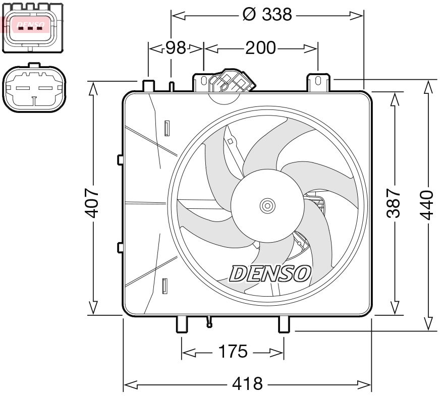 Ventilateur, refroidissement du moteur DENSO DER07010