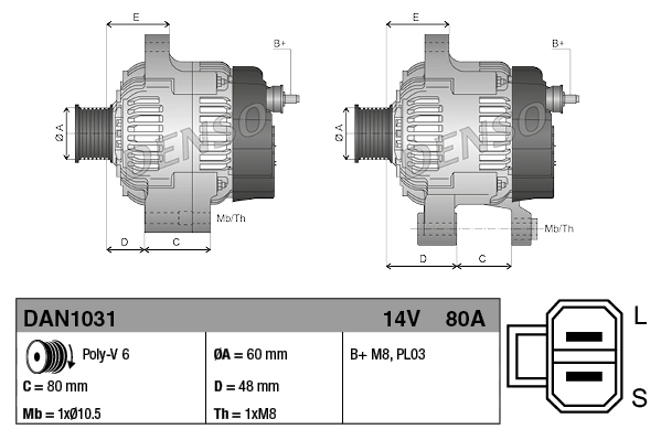 Alternateur DENSO DAN1031