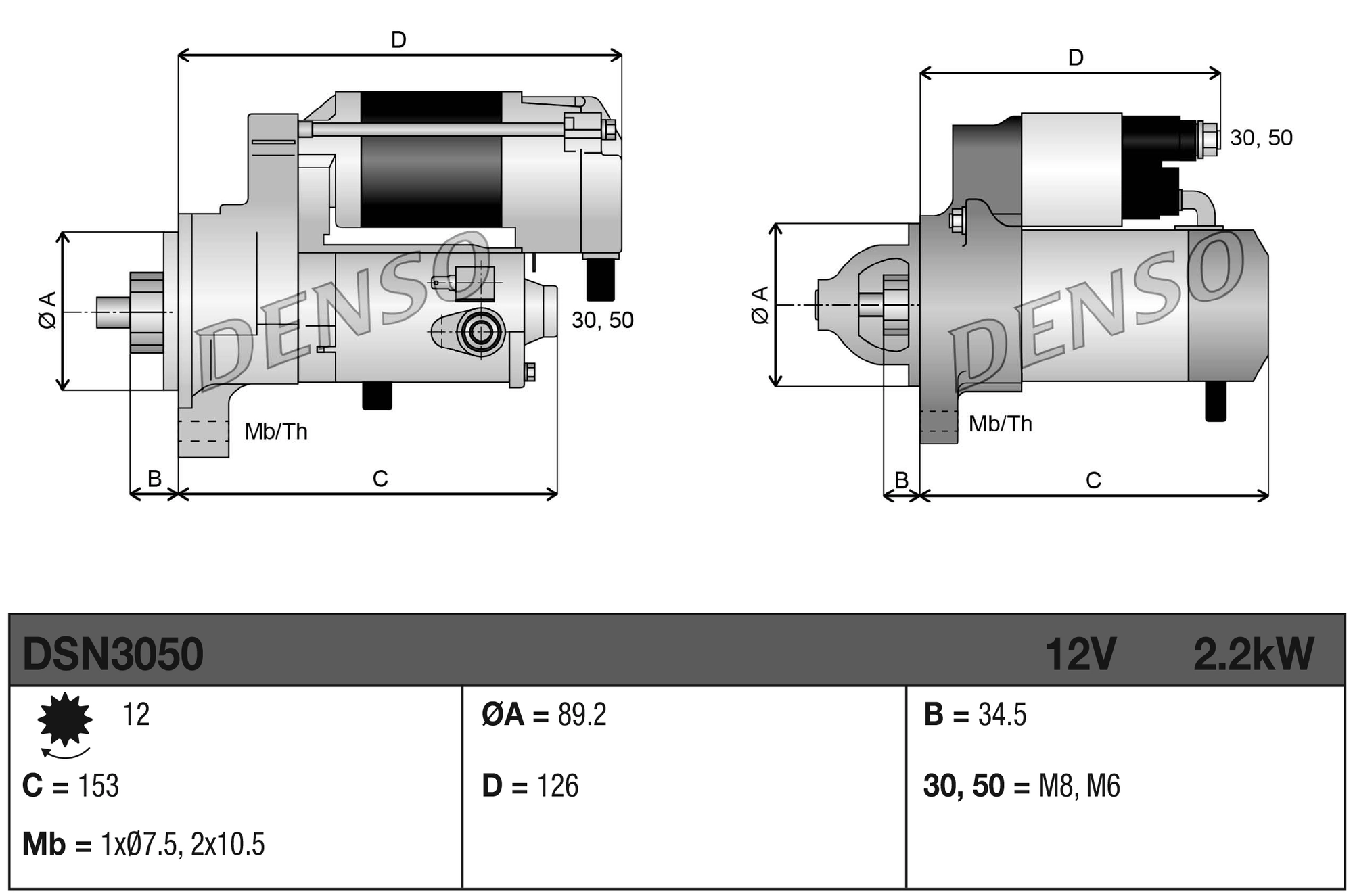 Démarreur DENSO DSN3050