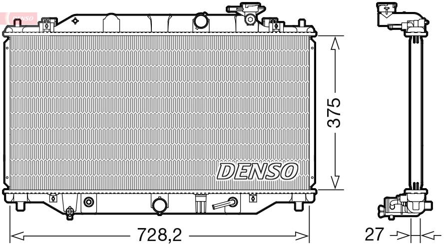 Radiateur, refroidissement du moteur DENSO DRM44044