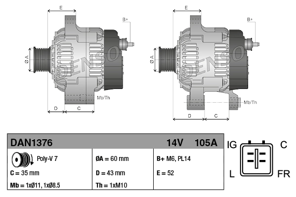 DENSO DAN1376 — Генератор