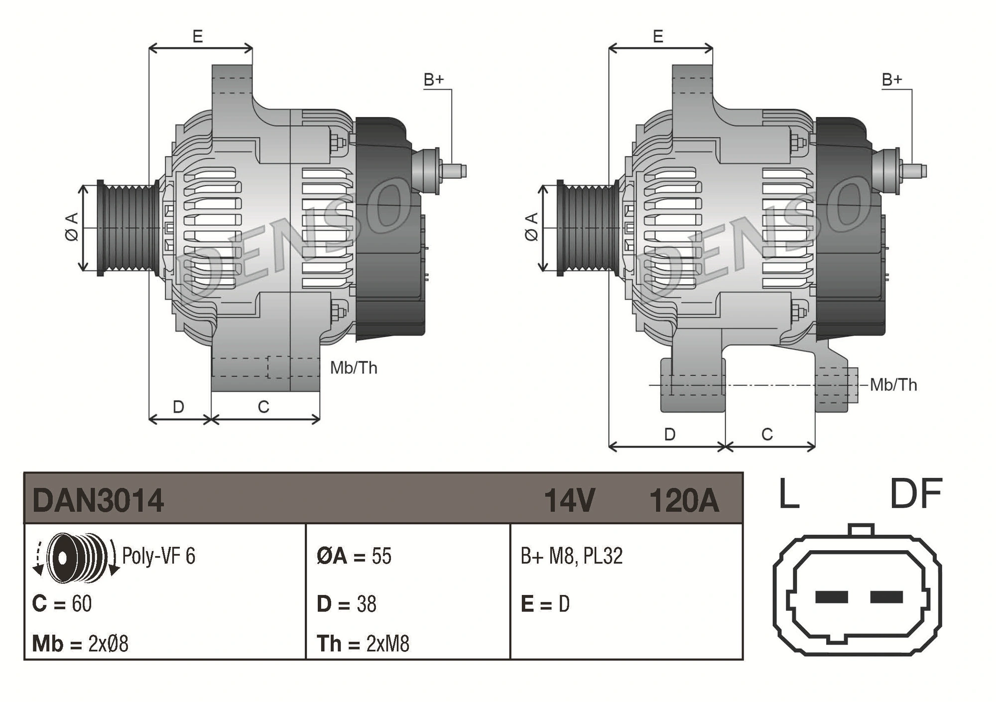 Alternateur DENSO DAN3014