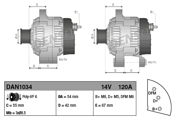Alternateur DENSO DAN1034