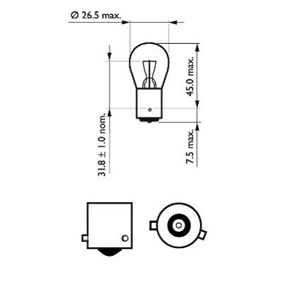 Bulb, rear fog light