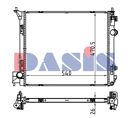 Radiateur, refroidissement du moteur AKS DASIS 070187N