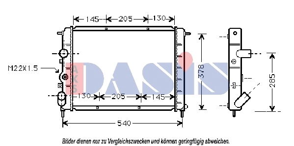 Radiateur, refroidissement du moteur AKS DASIS 181560N