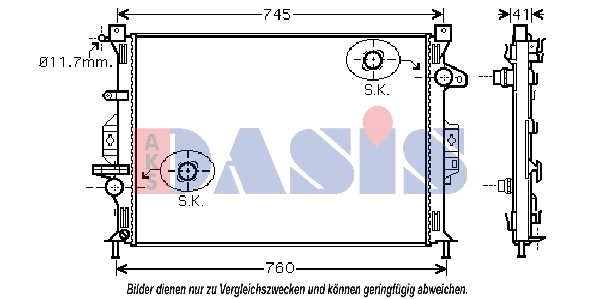 Radiateur, refroidissement du moteur AKS DASIS 092047N