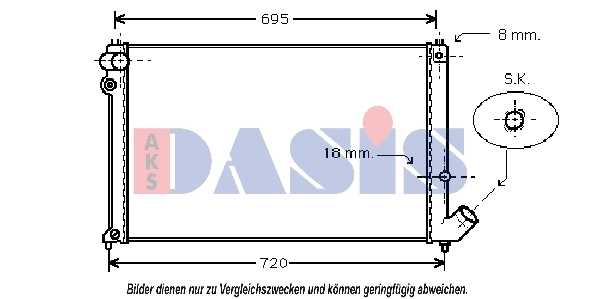 Radiateur, refroidissement du moteur AKS DASIS 161810N